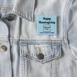 Business Thanksgiving Greeting, Light Blue Square 2 Inch Square Button