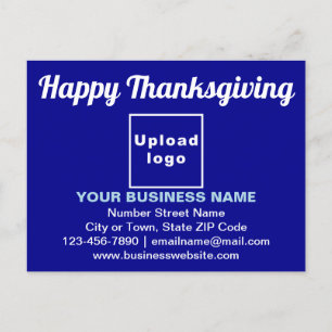Business Thanksgiving Greeting on Blue Postcard