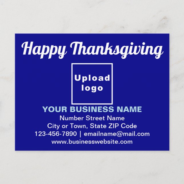 Business Thanksgiving Greeting on Blue Postcard (Front)