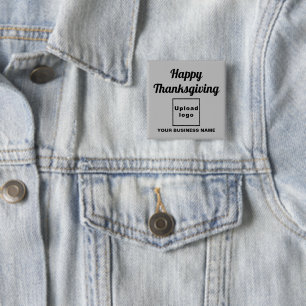 Business Thanksgiving Greeting on Grey Square 2 Inch Square Button