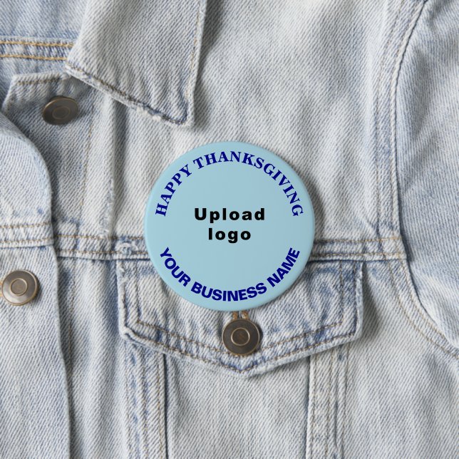 Business Thanksgiving Greeting on Light Blue Round 3 Inch Round Button (In Situ)