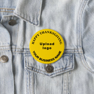 Business Thanksgiving Greeting on Yellow Round 3 Inch Round Button