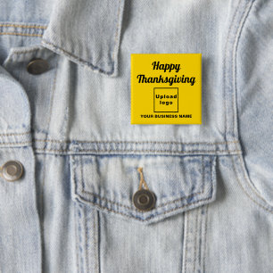 Business Thanksgiving Greeting on Yellow Square 2 Inch Square Button