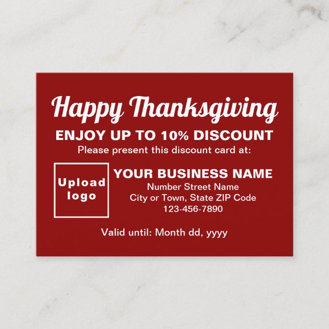 Business Thanksgiving Red Discount Card (Front)