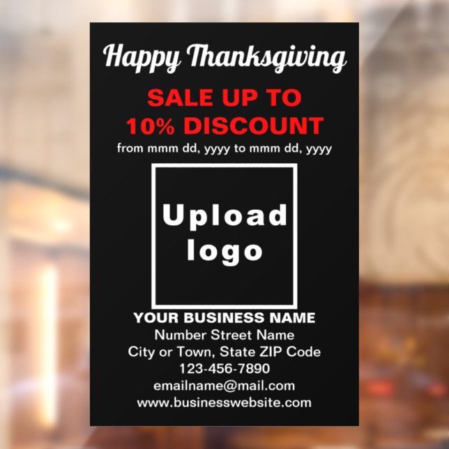Business Thanksgiving Sale on Black Window Cling (Sheet 2)