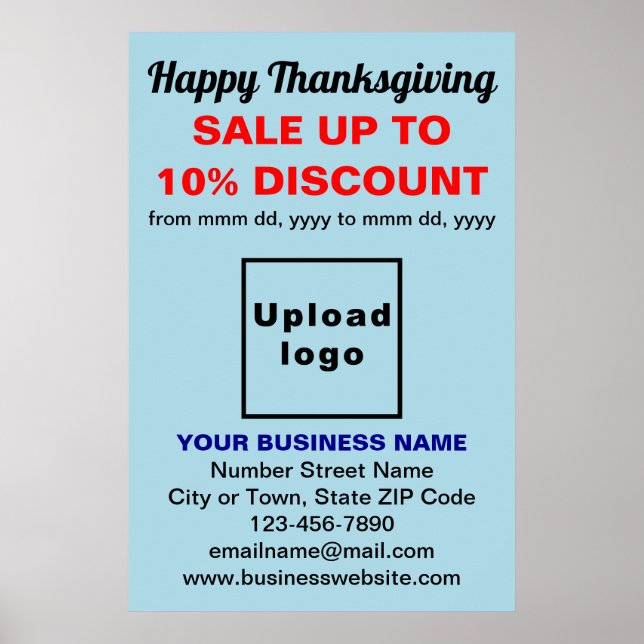 Business Thanksgiving Sale on Light Blue Poster (Devant)