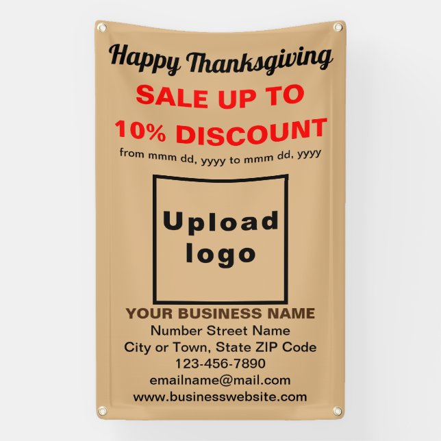 Business Thanksgiving Sale on Light Brown Banner (Vertical)