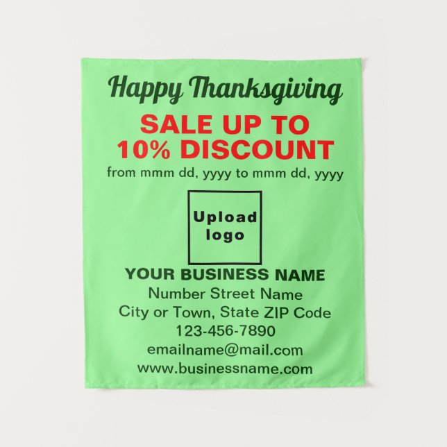 Business Thanksgiving Sale on Light Green Tapestry (Front)