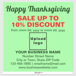 Business Thanksgiving Sale on Light Green Vinyl