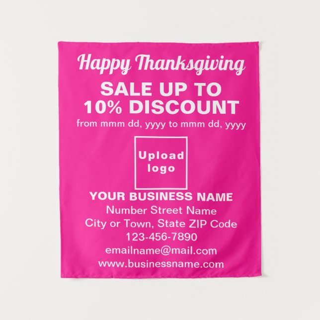 Business Thanksgiving Sale on Pink Tapestry (Front)
