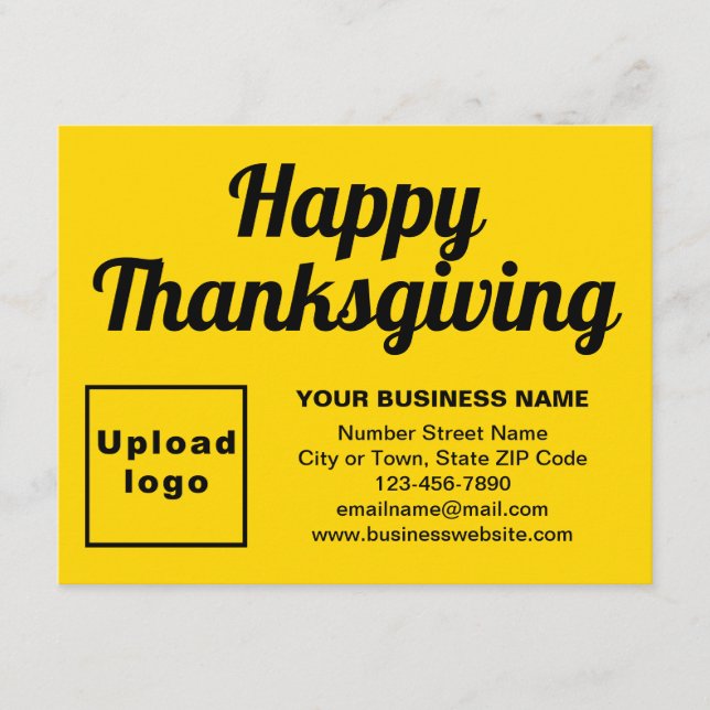 Business Thanksgiving Small Yellow Flat Holiday Card (Front)