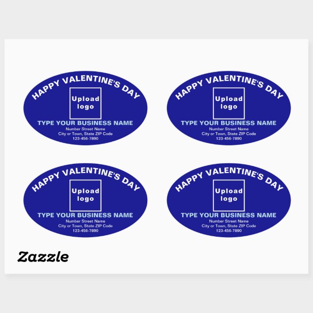 Business Valentine Greeting on Blue Oval Sticker (Sheet)