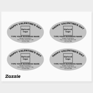 Business Valentine Greeting on Grey Oval Sticker
