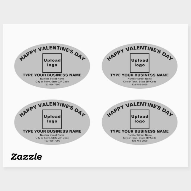Business Valentine Greeting on Grey Oval Sticker (Sheet)