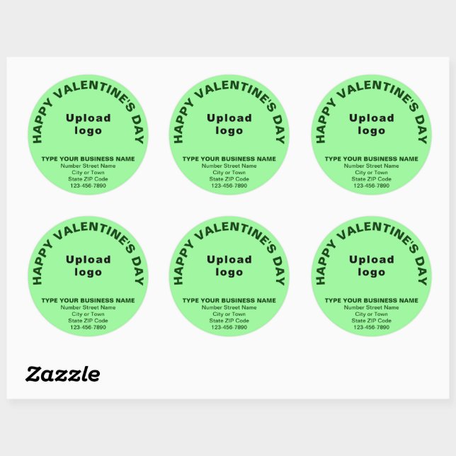 Business Valentine Greeting on Light Green Classic Round Sticker (Sheet)