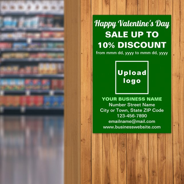 Business Valentine Sale on Green Poster (Business Valentine sale on green poster. Signage to attract more customers.)