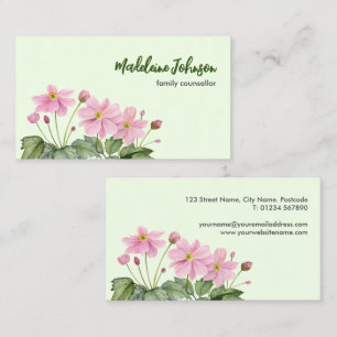 Business Watercolor Gentle Pink Japanese Anemone Card