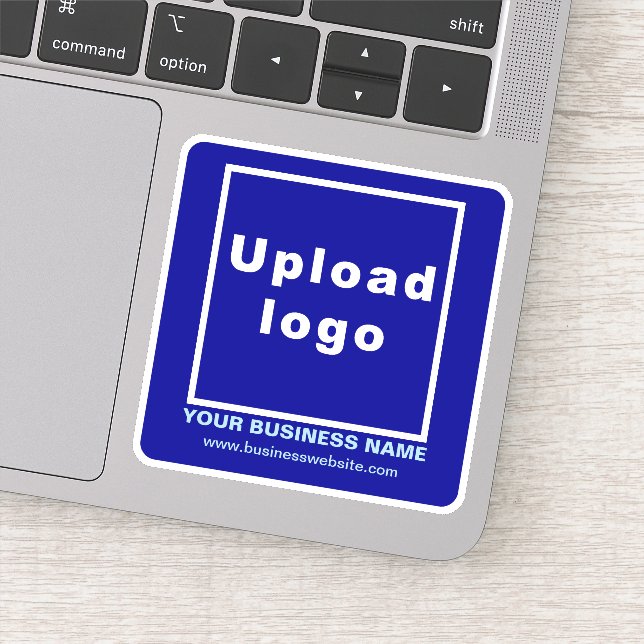 Business Website on Blue Square Vinyl Sticker (Detail)