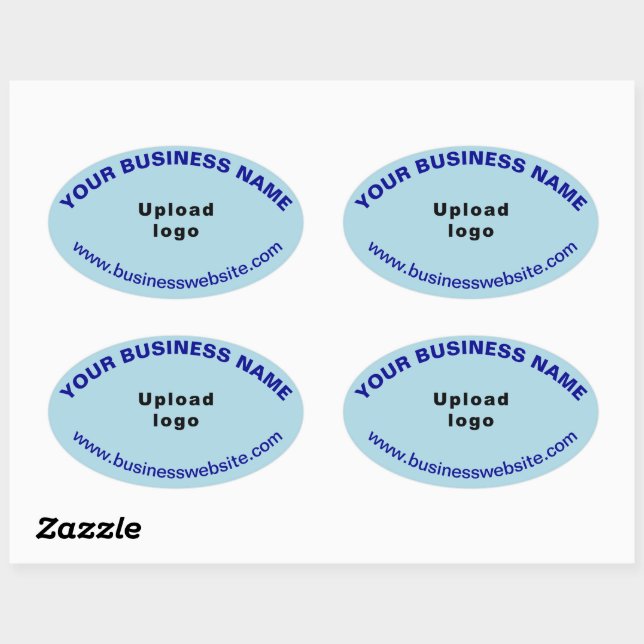 Business Website on Light Blue Oval Shape Sticker (Sheet)