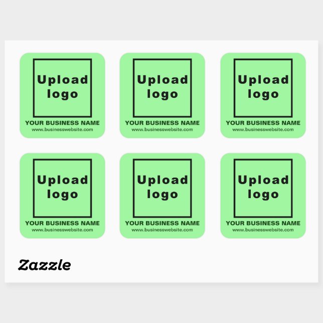 Business Website on Light Green Square Sticker (Sheet)