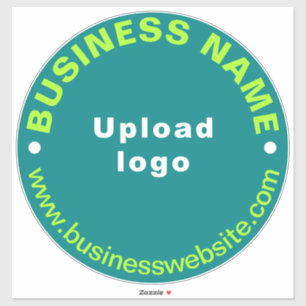 Business Website on Teal Green Large Round Vinyl