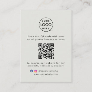 Business Website QR Code Scan Me Logo Grey Card