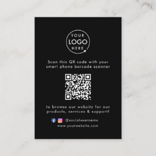 Business Website   QR Code Scan Me Modern Black Card