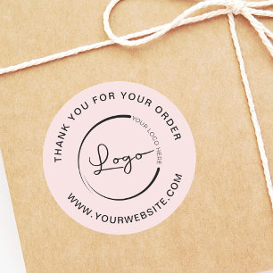 Business Website Template Thank you Pink Classic Round Sticker