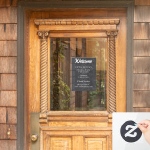 Business Welcome and Open Hours Website Window Cling