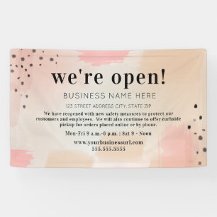 Business We're Open Abstract Blush Banner