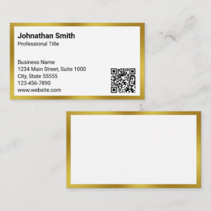 Business White and Gold Professional QR Code Business Card