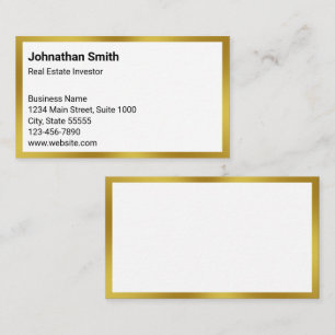 Business White and Gold Real Estate Investor Card