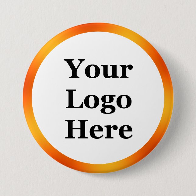 Business White and Orange Template Your Logo Here 3 Inch Round Button (Front)