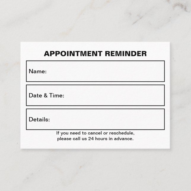Business White Appointment Card (Front)