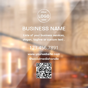 Business White Logo QR Code Window Cling