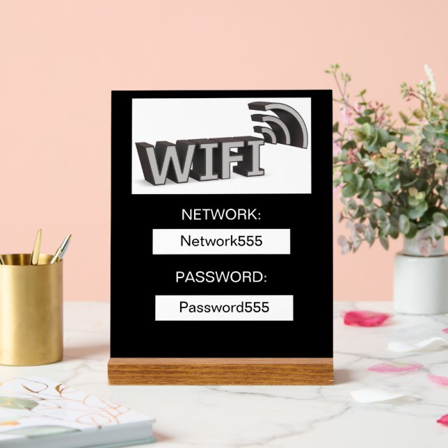 Business Wifi Morden Password Acrylic Table  Sign (Wedding)