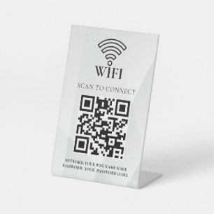 Business Wifi Network QR Code Personalized Pedestal Sign