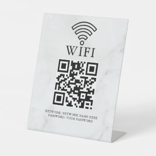 Business Wifi Network QR Code Personalized Pedestal Sign