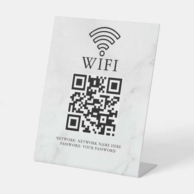 Business Wifi Network QR Code Personalized Pedestal Sign (Front)
