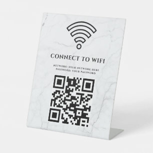 Business Wifi Network QR Code Personalized Pedestal Sign