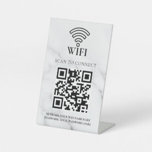 Business Wifi Network QR Code Personalized Pedestal Sign