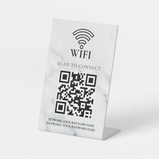Business Wifi Network QR Code Personalized Pedestal Sign (Front)