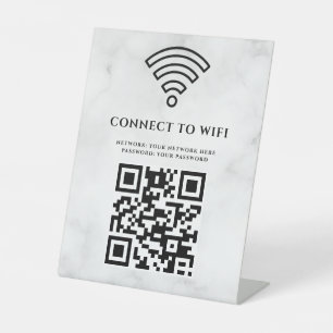 Business Wifi Network QR Code Personalized Pedestal Sign