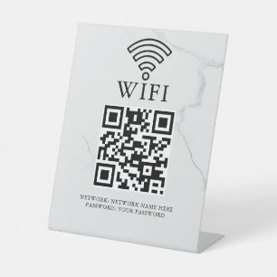 Business Wifi Network QR Code Personalized Pedestal Sign