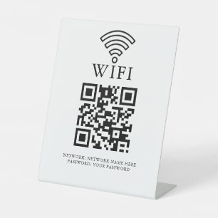 Business Wifi Network QR Code Personalized Pedestal Sign