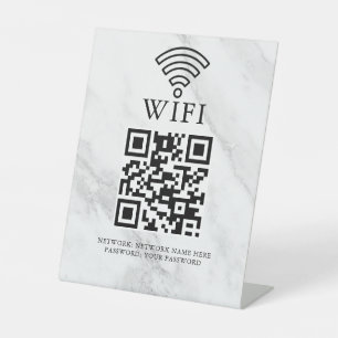 Business Wifi Network QR Code Personalized Pedestal Sign