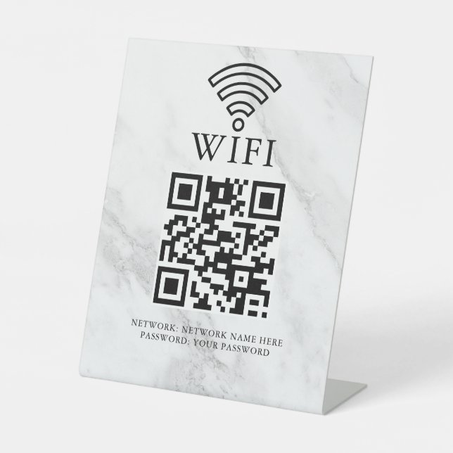 Business Wifi Network QR Code Personalized Pedestal Sign (Front)
