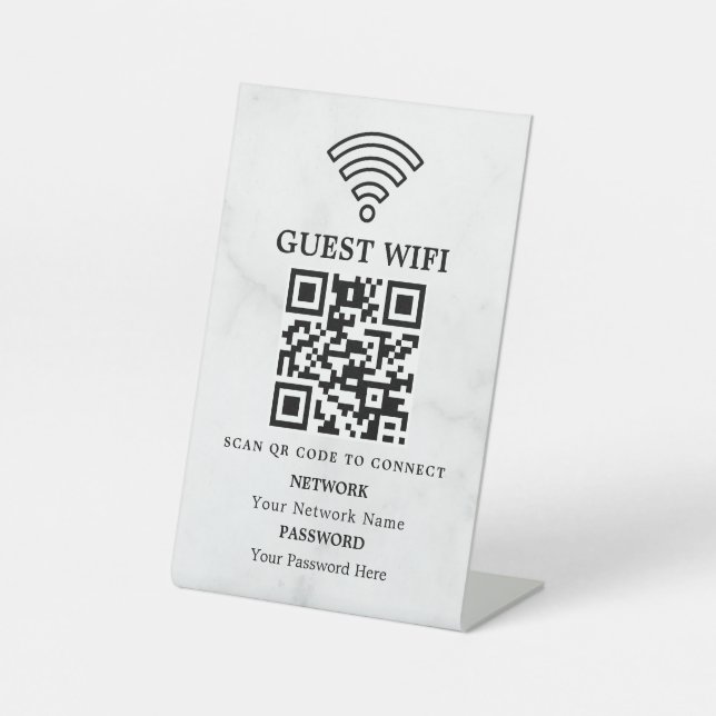 Business Wifi Network QR Code Personalized Pedestal Sign (Front)