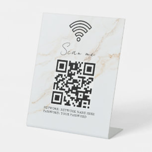 Business Wifi Network QR Code Personalized Pedestal Sign