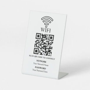 Business Wifi Network QR Code Personalized Pedestal Sign